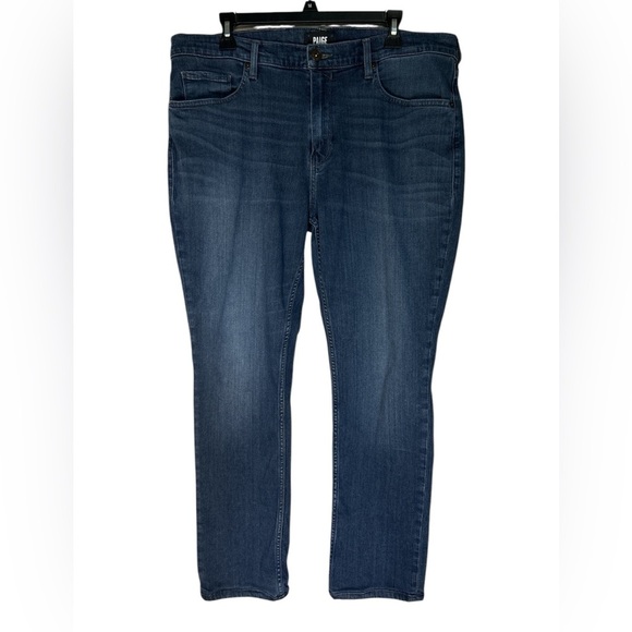 PAIGE Federal Blakely Blue Straight Jeans with Subtle Fading Sz 38